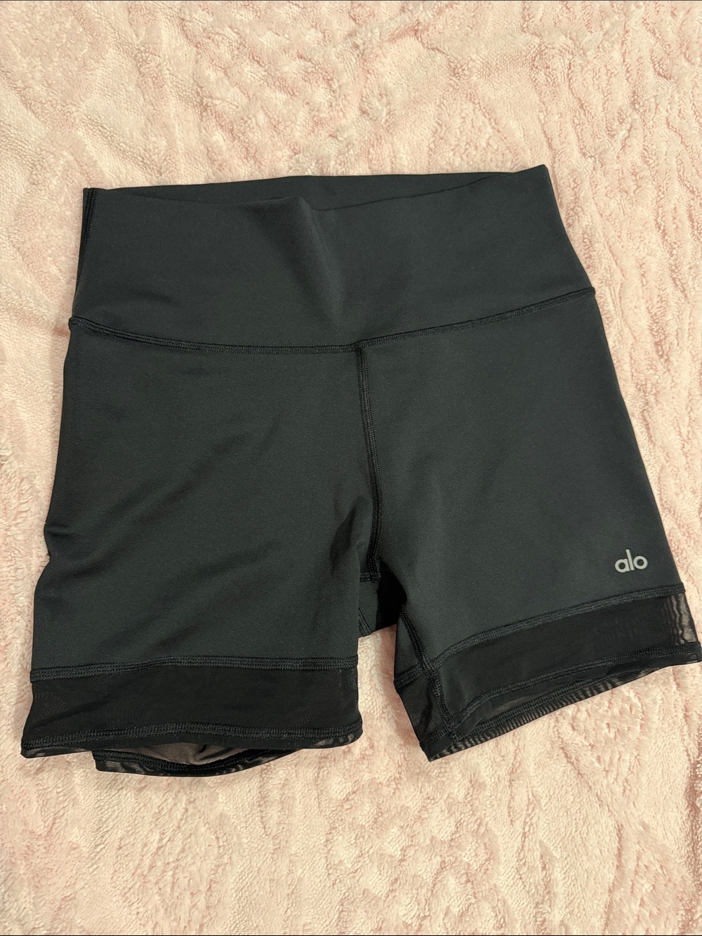 ALO Yoga Black High-Rise Bike Shorts with Logo